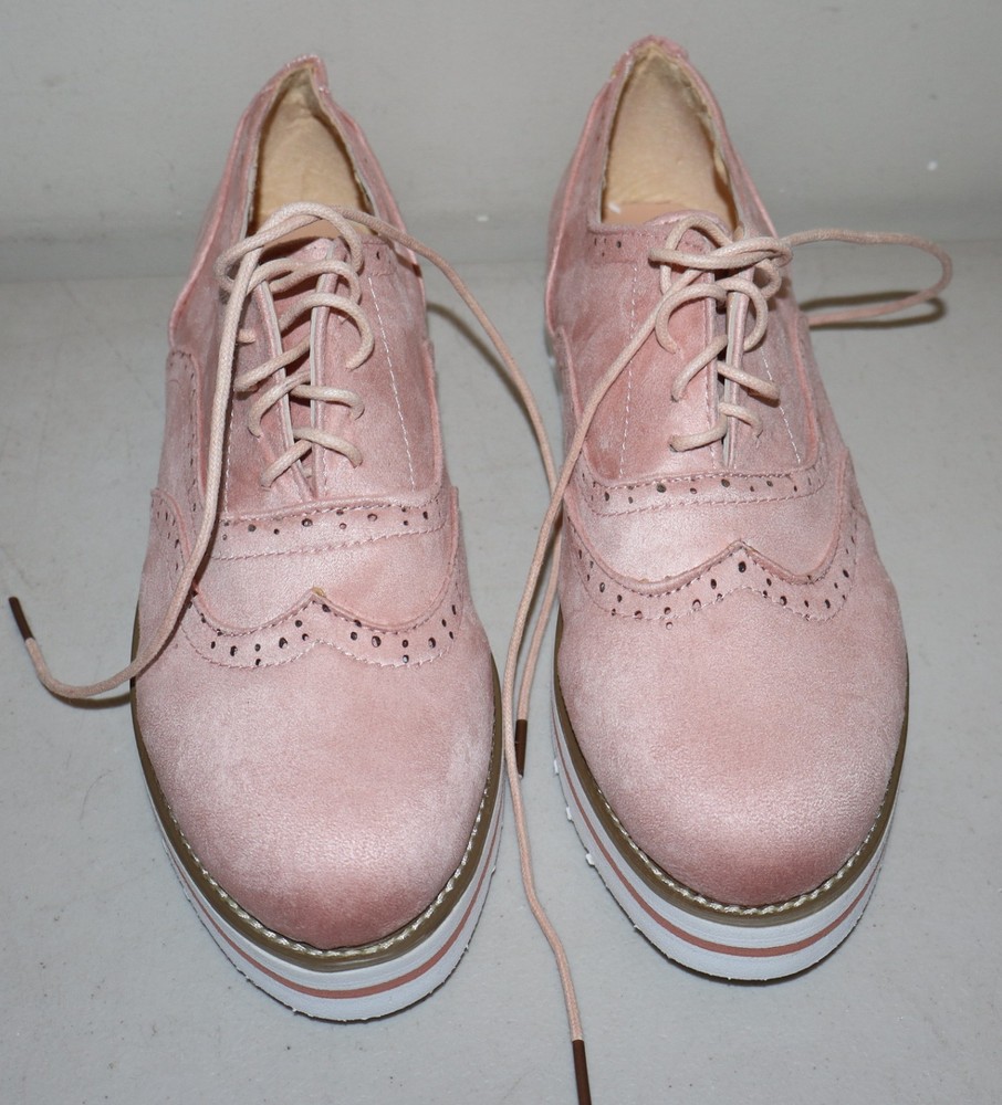 Pink Crushed Velvet Oxfords Women's Size 37 (6.5) Unbranded