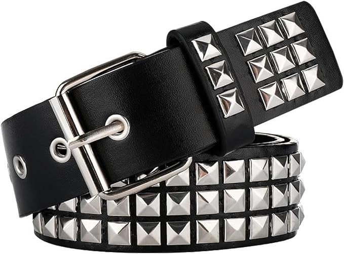 Black Studded Belt Punk Belt Rock Rivet Belts with Bright Pyramid Studded belt f