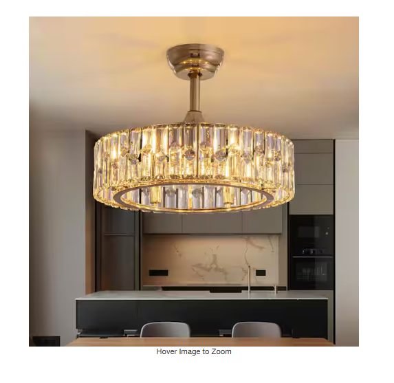 WDETR 19.6 in. Indoor 6-Light Modern Gold Bladeless Ceiling Fan with Lights #4