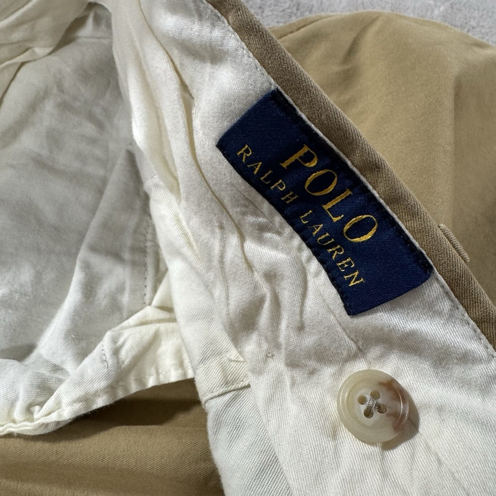 Polo Ralph Lauren Pants Mens 36x31 Hemmed Beige Classic Flat Stretch Chino Khaki