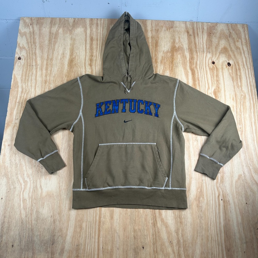 Nike Kentucky Logo Pockets Olive Green Long Sleeve Hoodie Sweatshirt Mens Size M