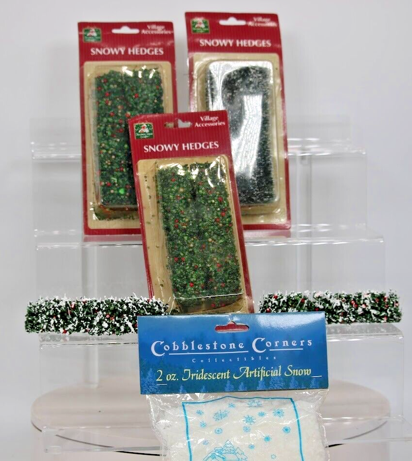 Festive Christmas House Hedges and Cobblestone Snow Accents