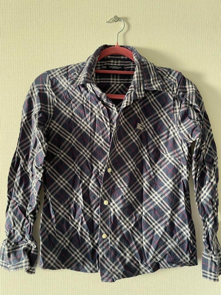 Burberry London Long sleeve Shirt Blouse Navy Nova check Women Size M Used