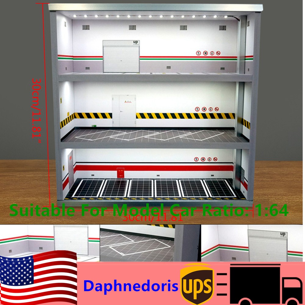 Diecast Model Car Display Case &LED Light For 1:64 3-Layer Model Storage Cabinet