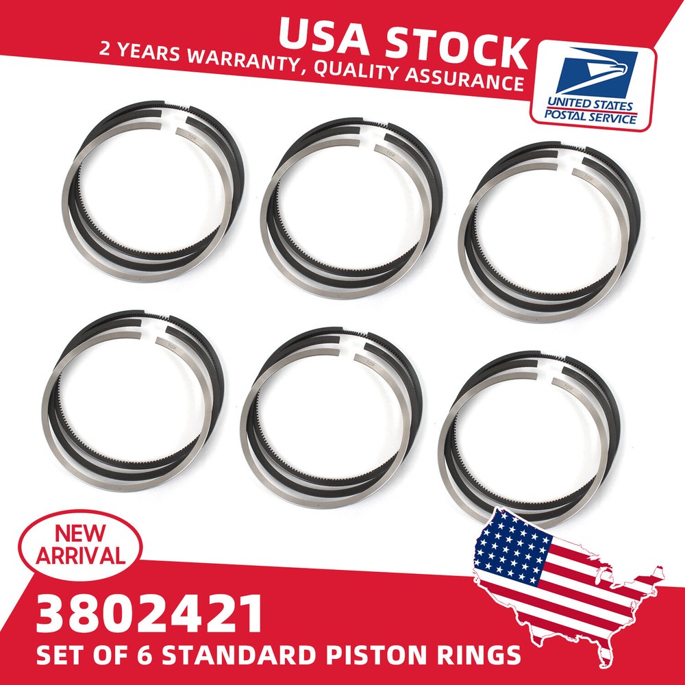 6 Piston Ring Set for 1989-98 Dodge 6B 6BT 5.9L 12V Cummins 3802421