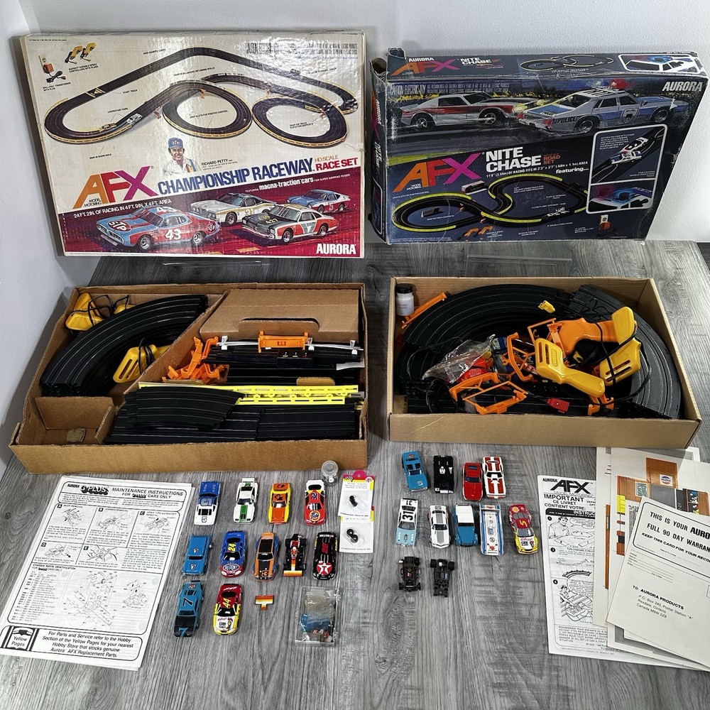 Aurora AFX TYCO Slot Car Bundle with 21 Cars and Track Accessories