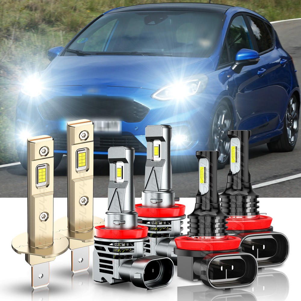 For Ford Fiesta 2014-2016 LED Headlights High Low+Fog Light 6x Bulbs H1+H11+H11