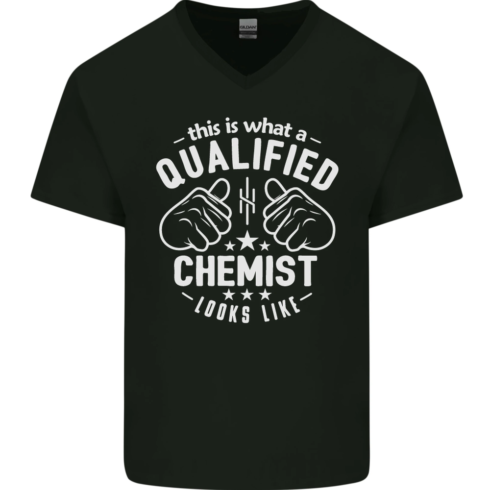 This Is What a Qualified Chemist Looks Like Mens V-Neck Cotton T-Shirt