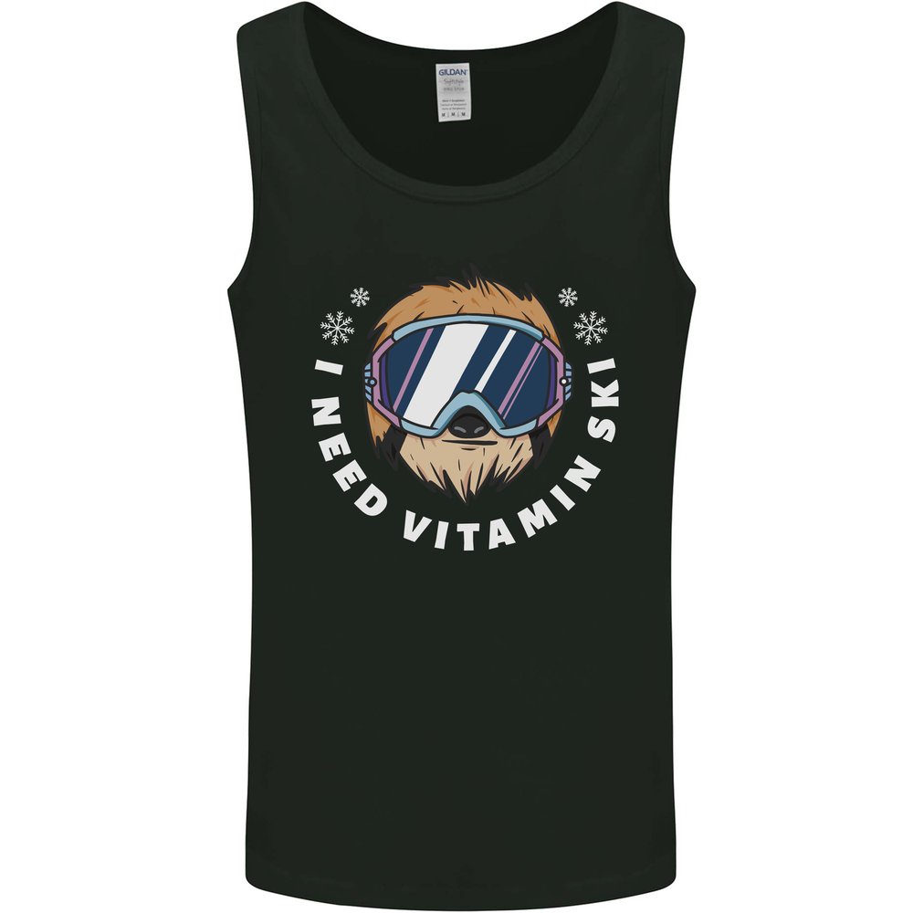Vitamin Ski Funny Skiing Sloth Winter Sport Mens Vest Tank Top