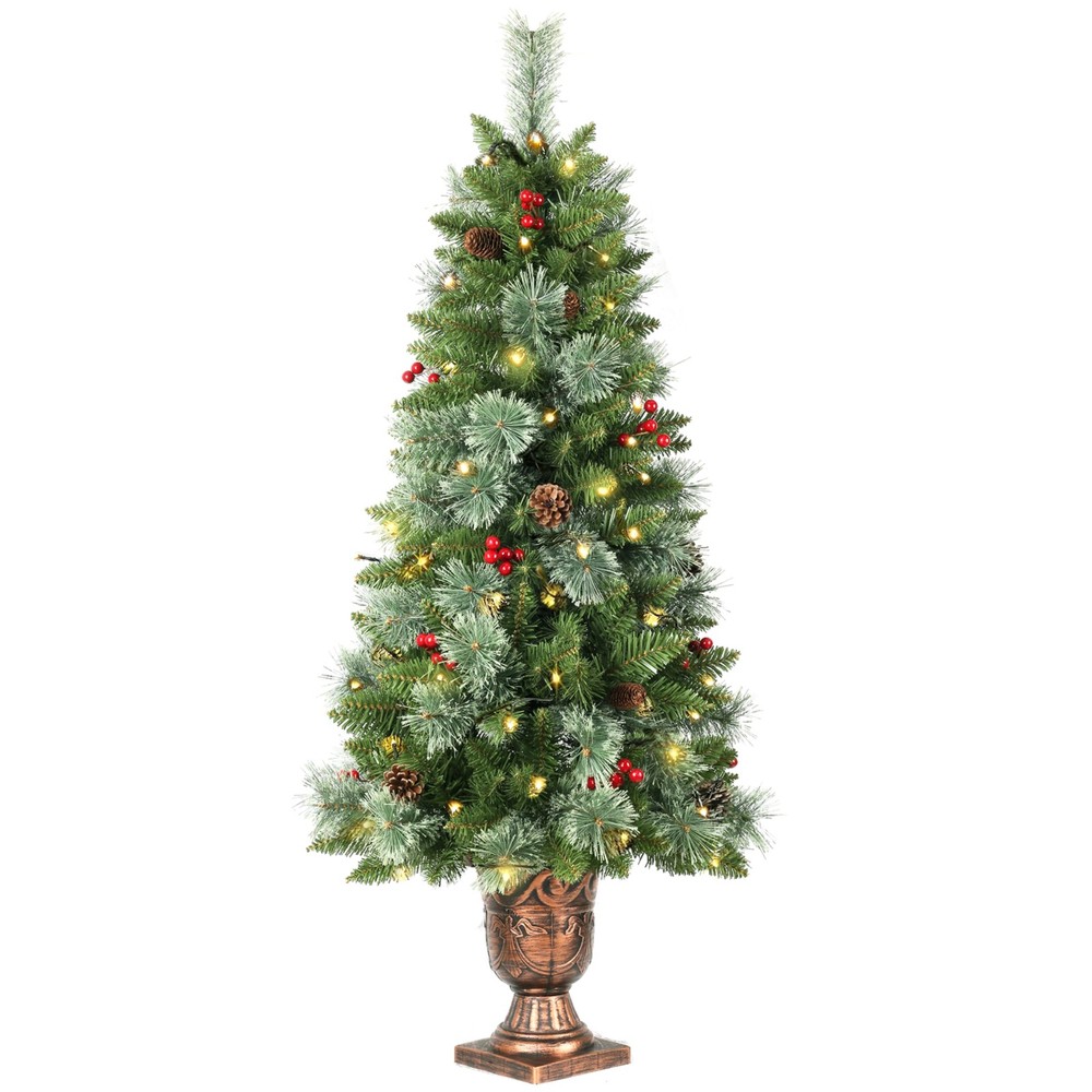 4ft Pre-Lit Artificial Christmas Tree with 226 Branches, 100 LEDs & 15 Berries