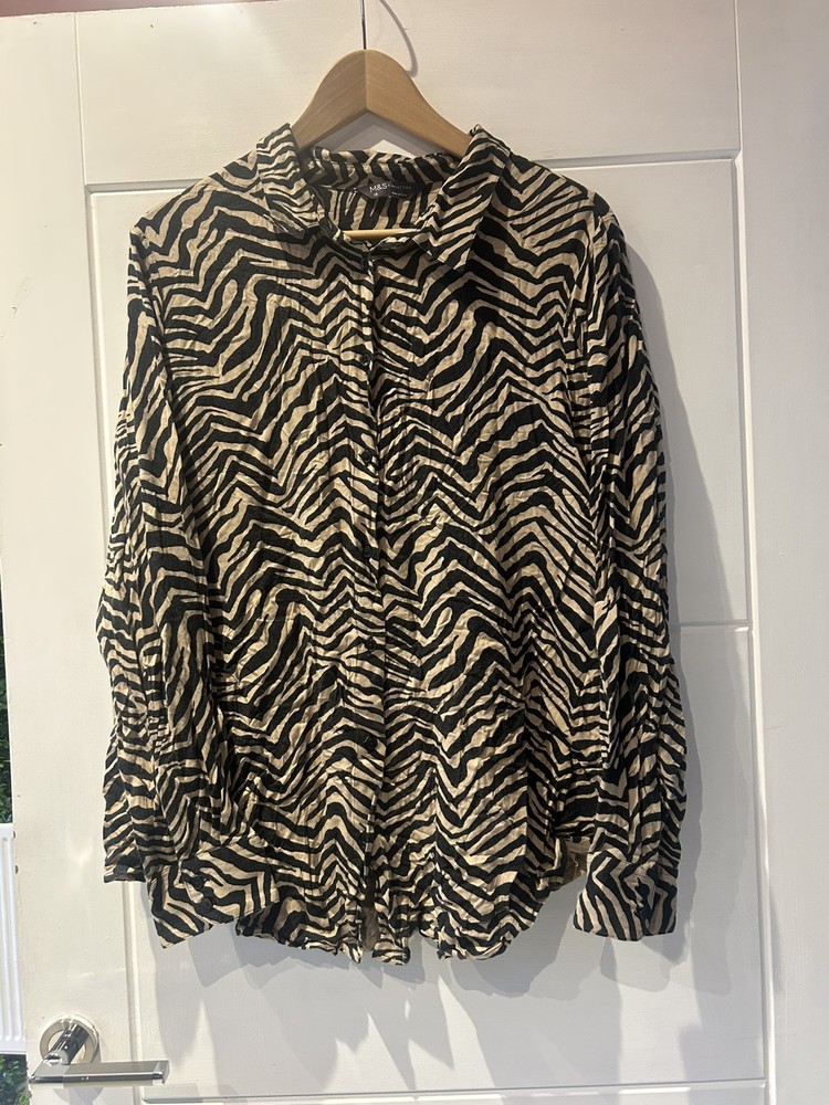 M&S Collection brown Animal Print Shirt Size 18