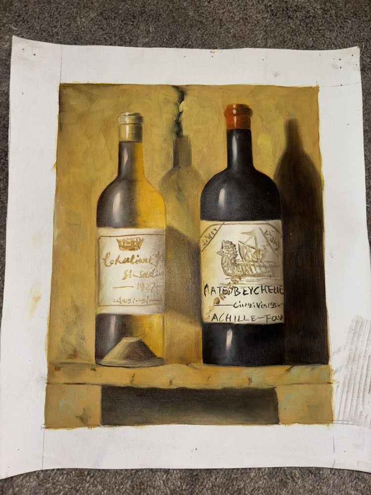 Realism Bottles Painting Real Oil On Canvas 9”x11”