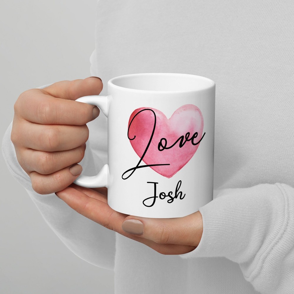 Customized Love Heart Coffee Mug Add Your Name Great Gift For Couples Girlfriend
