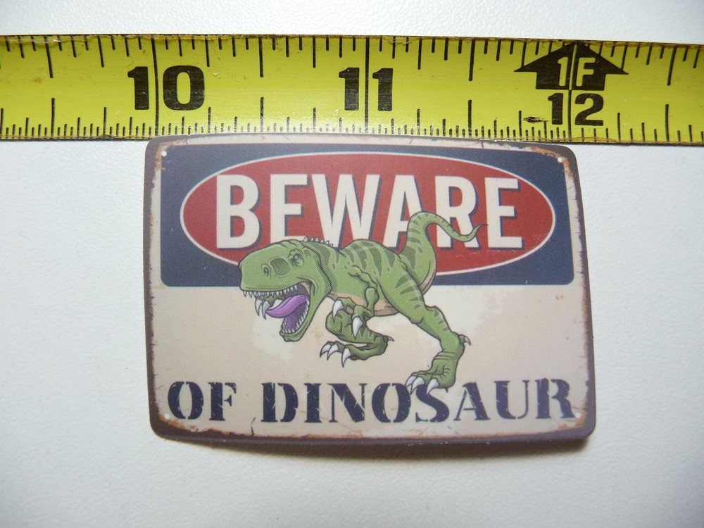 Distressed Beware of Dinosaur Funny Wall Decal Sticker for Door