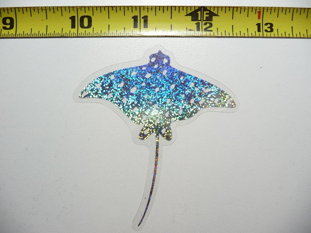 Holographic Manta Ray Sticker Decal Ocean Sea Life Sparkle Glitter  