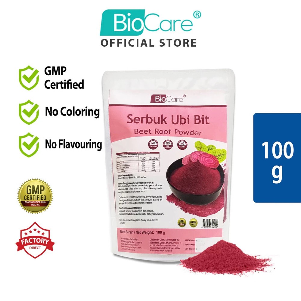 Biocare 100% Pure Beetroot Powder 100g - Free Shipping & Fast Delivery