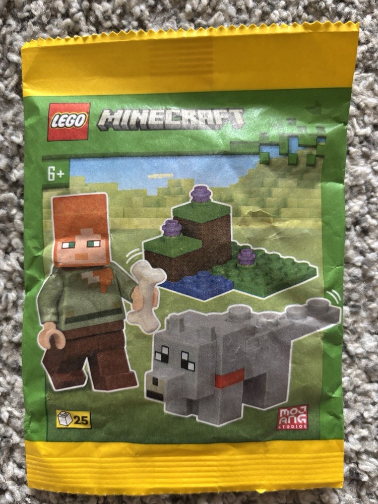 Lego Minecraft Alex with Wolf Buildable Figure Paper Bag Set