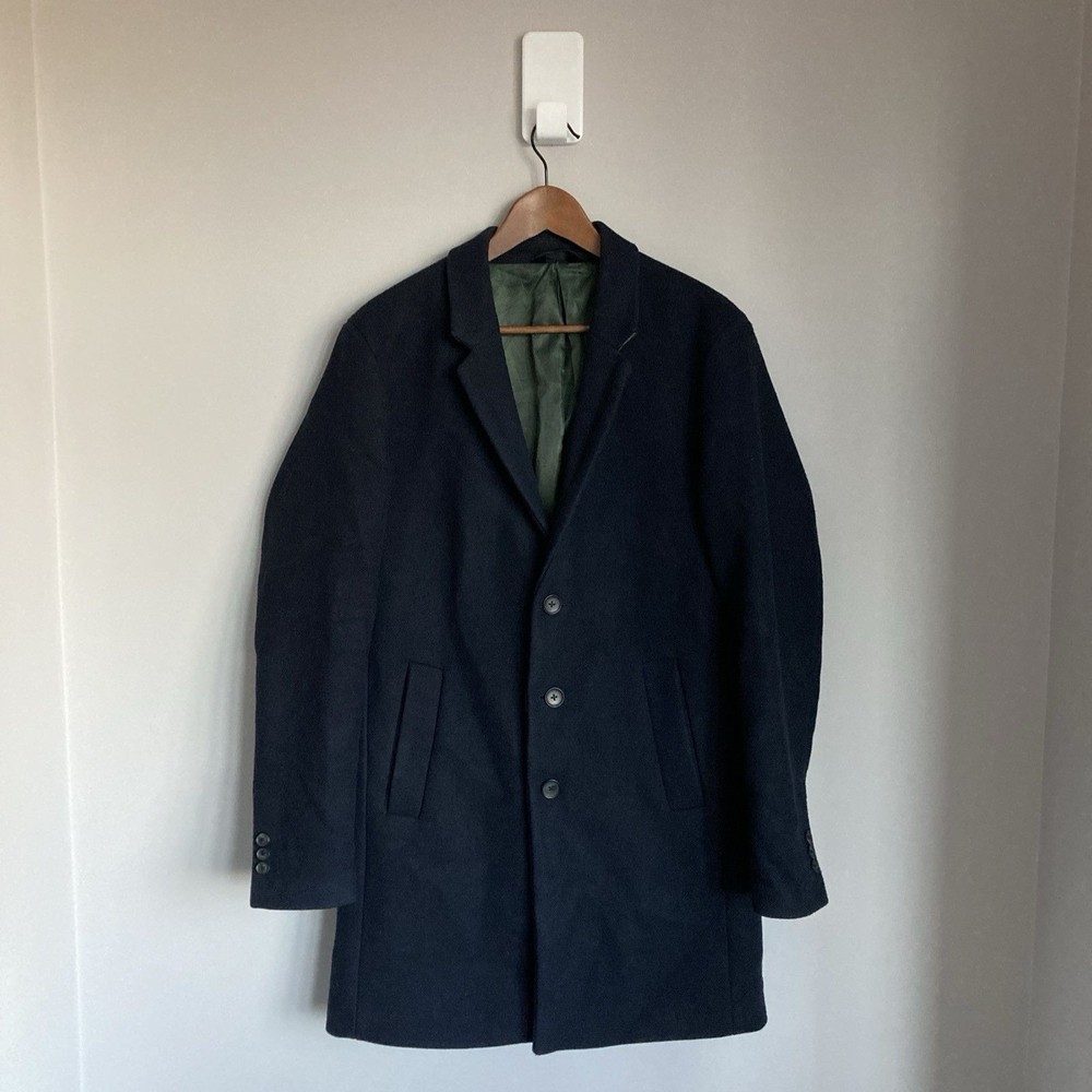 Jack and Jones Navy Blue Wool Pea Coat for Men Size Medium Emoulder
