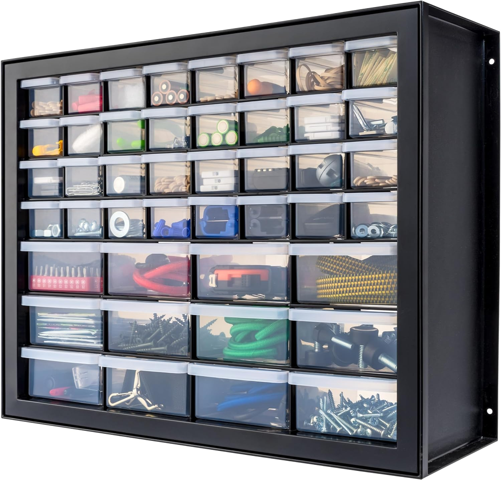 USA Screw Organizer, Hardware Storage Organizer, 44 Drawer Parts Cabinet, Plasti
