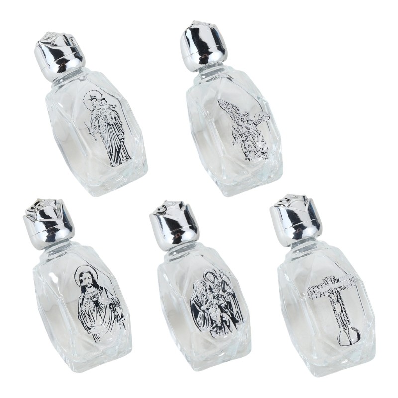 6Pcs Christian Decorative Glass Bottles With Caps Essential Oil Water Dispenser