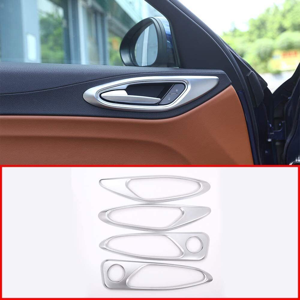 For Alfa Romeo Giulia ABS Silver Interior Door Handle Frame Cover Trim 2017-2022