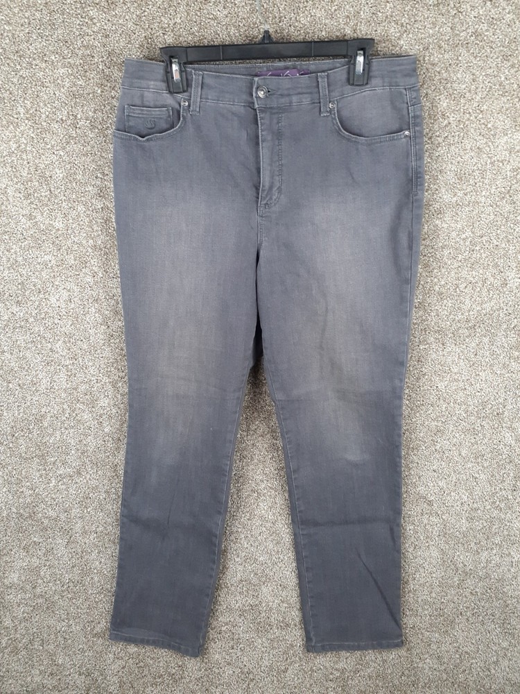 Gloria Vanderbilt Amanda Womens Slim High Rise Straight Leg Stretch Jeans Size 12 Gray