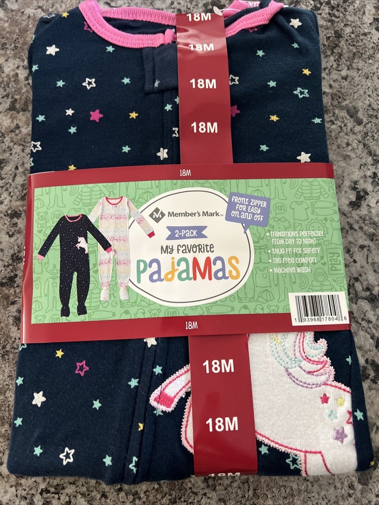 Members Mark Soft 2-Pack Pajamas for Toddlers Size 18M-image