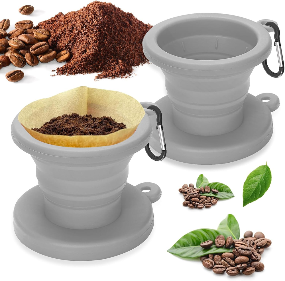 Food-Grade Silicone Travel Coffee Maker, Collapsible Portable Coffee Filter Cup,