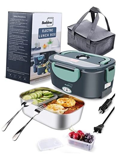 80W Electric Lunch Box Food Heater Portable for Adults 12V 24V 110V Green