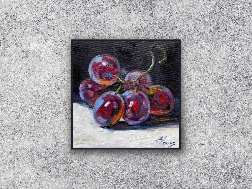 Grapes Small Fruit Oil Painting Dinning Room Decor | Grape Wine Cellar Wall Art