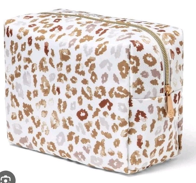 Sonia Kashuk White and Tan Animal Print Cosmetic Bag NWT Sz 8