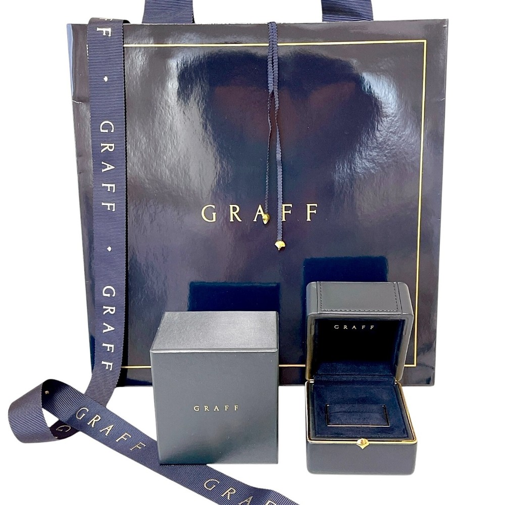 Graff black leather ring case with ribbon and paper bag gift set #048