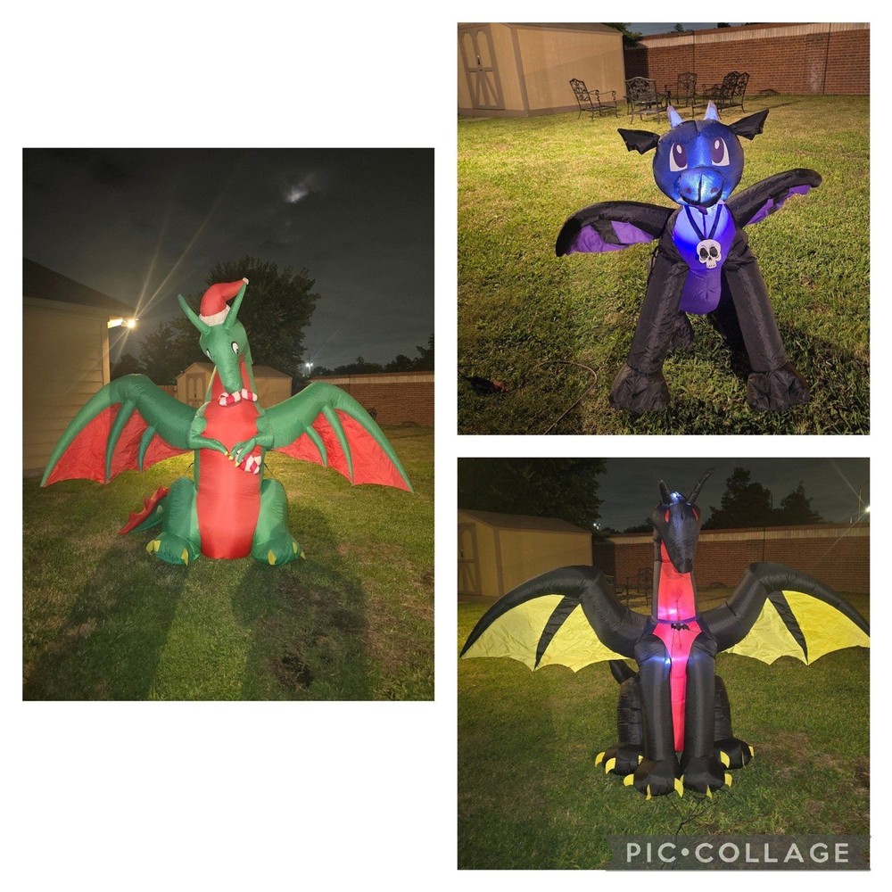 Halloween Gemmy Dragon Inflatables Set of 3 - READ