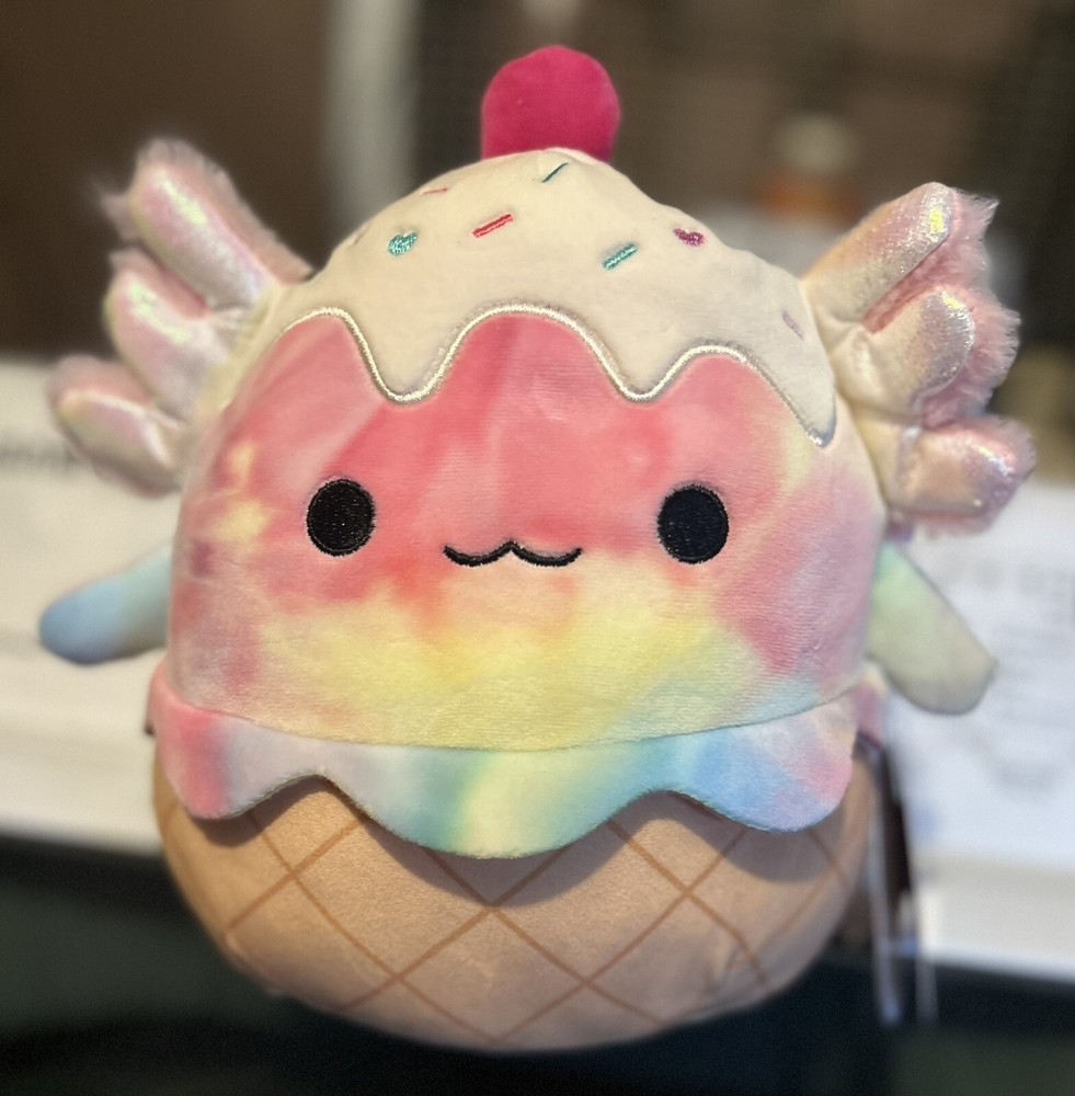 Squishmallows Tinley the Rainbow Tie Dye Axolotl 8” NWT Valentines Cherry On Top