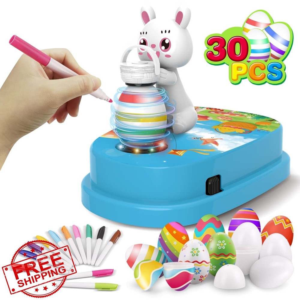 Engfa Easter Egg Decorating Kit 30 Eggs Spinner Markers Blue