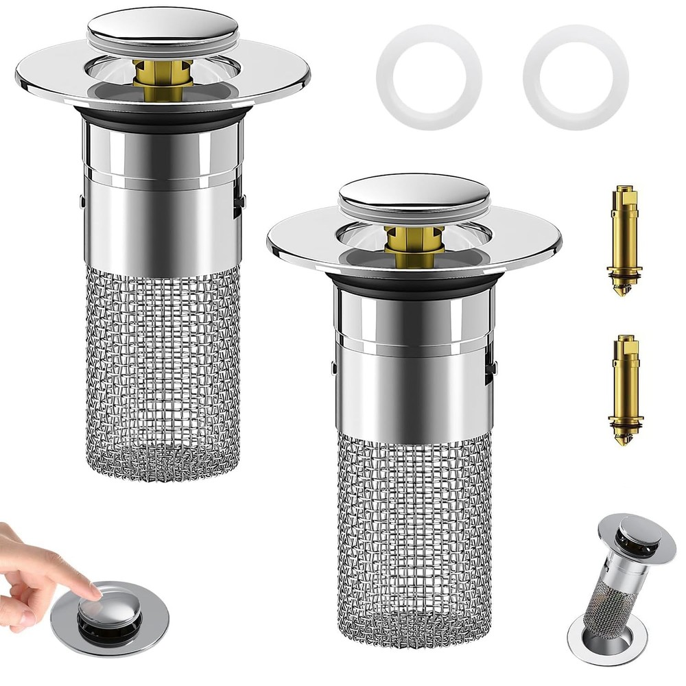 Universal Pop-Up Sink Drain Filter Stopper for Bathroom Basin