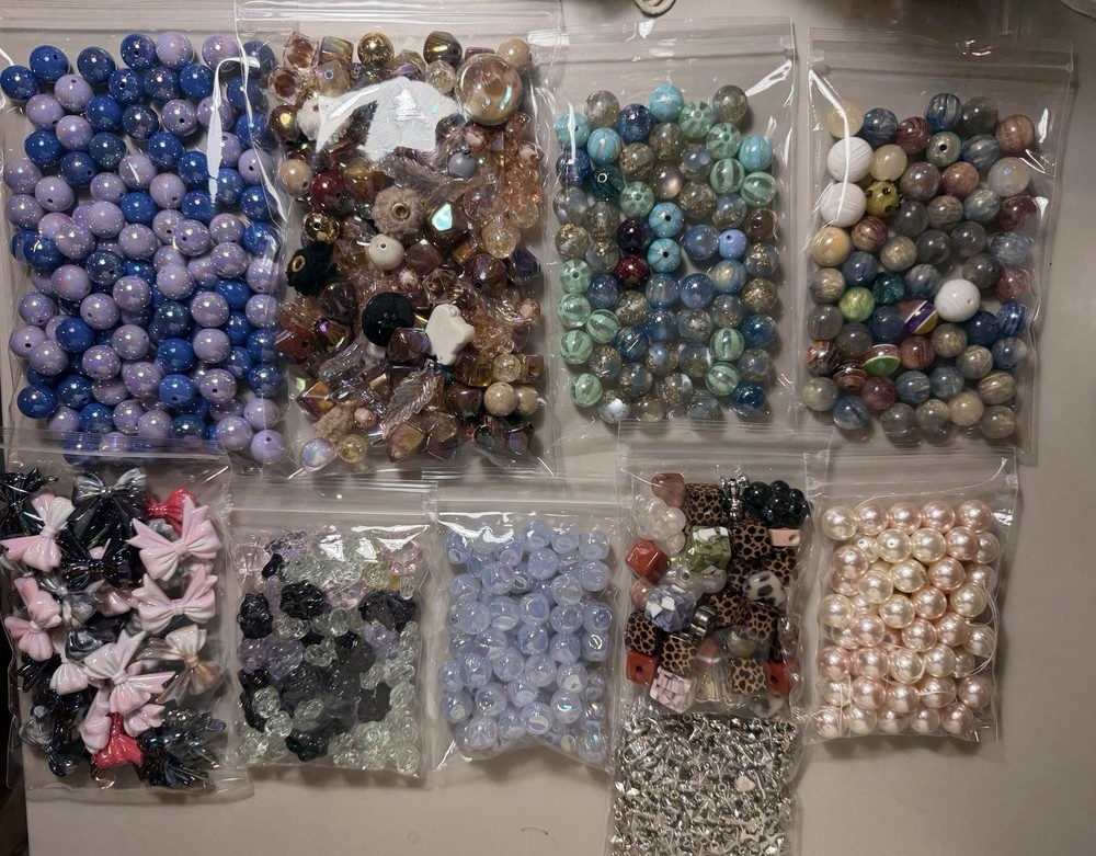 Huge Mixed Bead & Charm Lot Acrylic Resin Pearl Y2K Kawaii DIY Jewelry Bulk