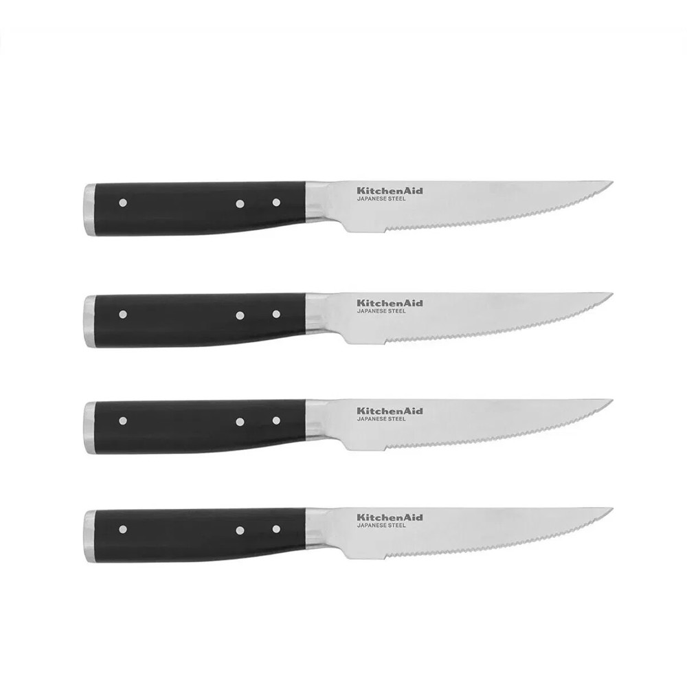 KitchenAid Forged 4-Piece Steak Knife Set Serrated Stainless Steel Blade Black