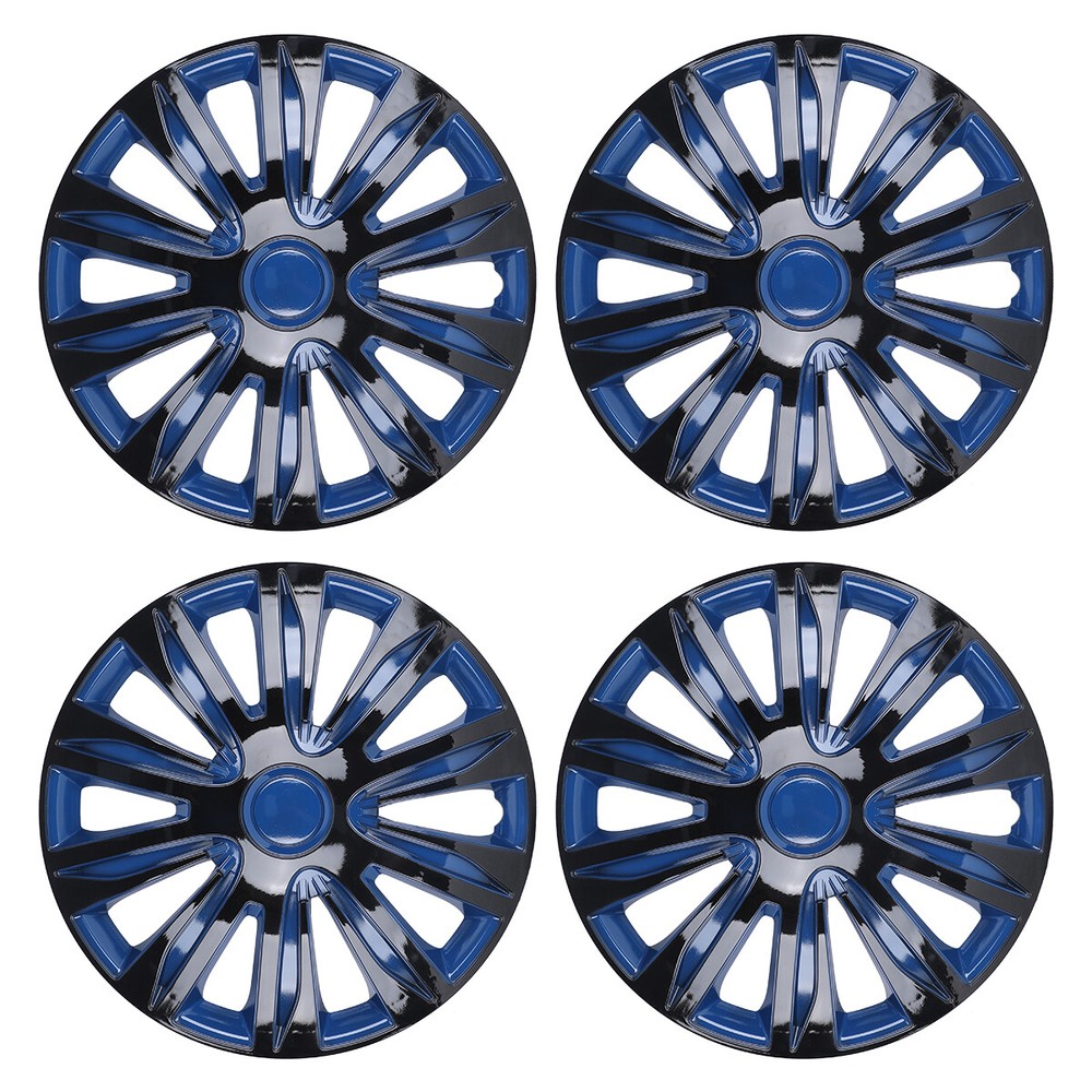 4-Piece 14-Inch Universal Black Blue Hubcaps for R14 SUV Wheels Snap-On Covers