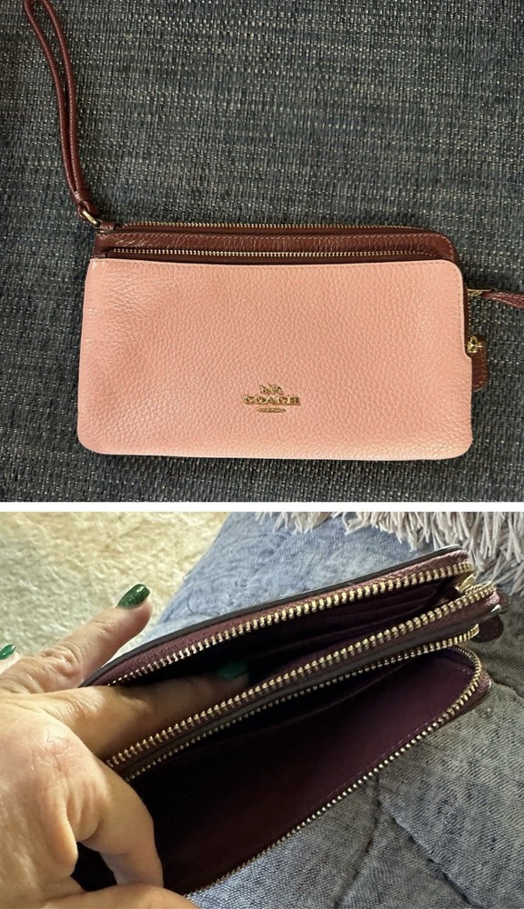 Coach Burgundy & Pink Wristlet EUC Excellent Condition