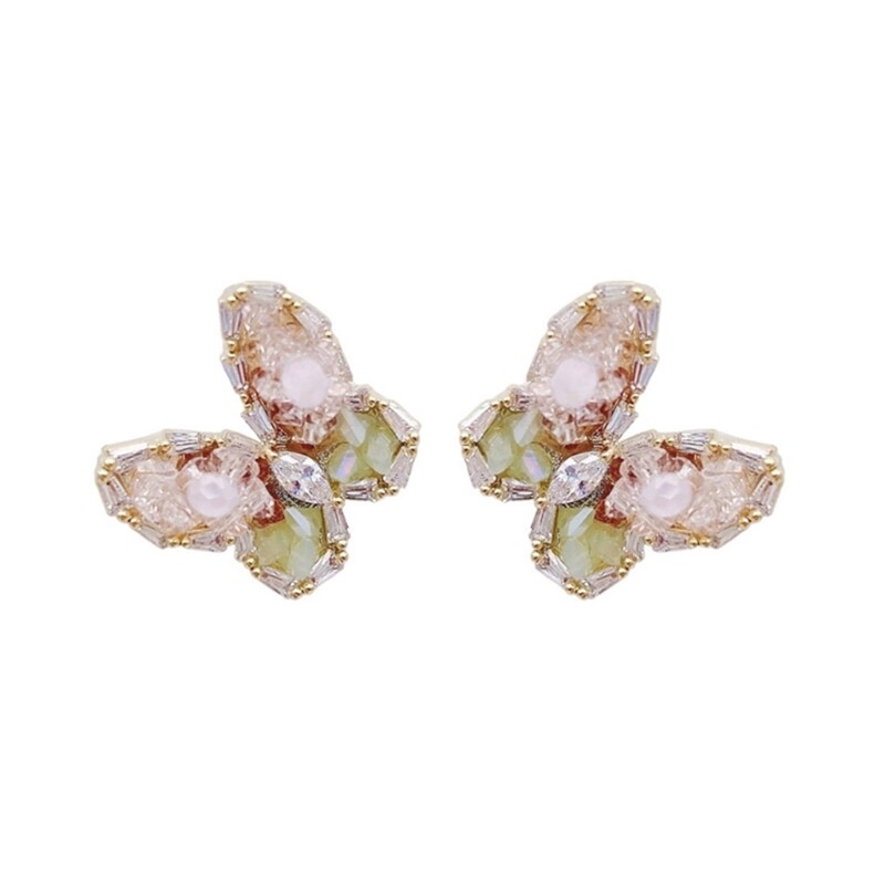 Elegant Crystal Butterfly Ear Studs for Women Fashion Jewelry
