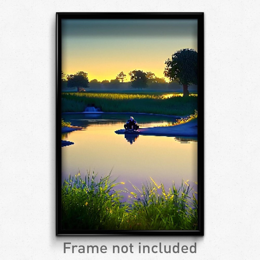 Trippy 8-Bit Pixel Art Poster - Brisk Pond Psychedelic Video Game Print