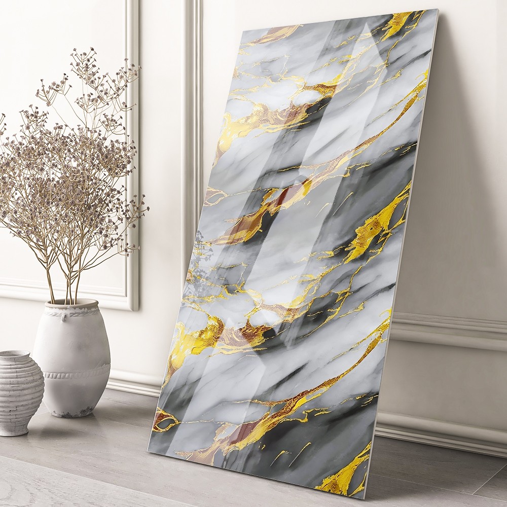 40pcs Vinyl Peel and Stick Wall Panels Sticker, Faux Golden Marble Pattern