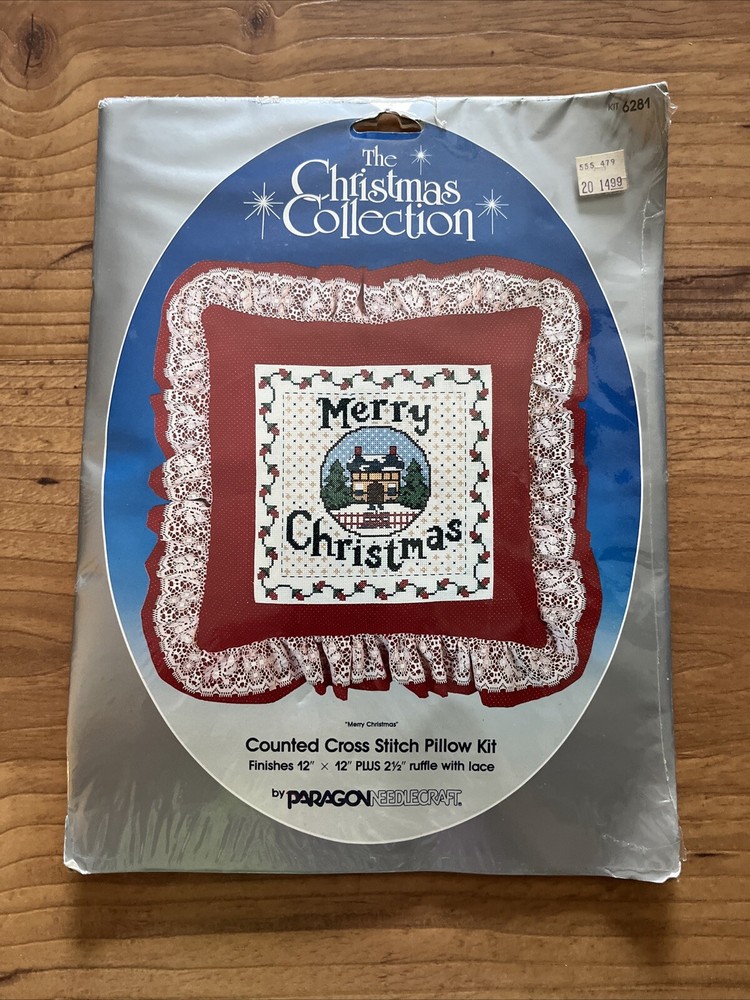 The Christmas Collection Cross Stitch Pillow Kit Paragon Grandmacore Kitschy