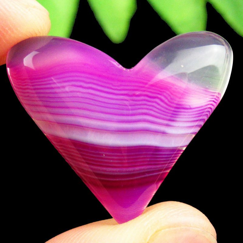 28x24x6mm Peachblow White Onyx Agate Heart Cab Cabochon HA-J94248