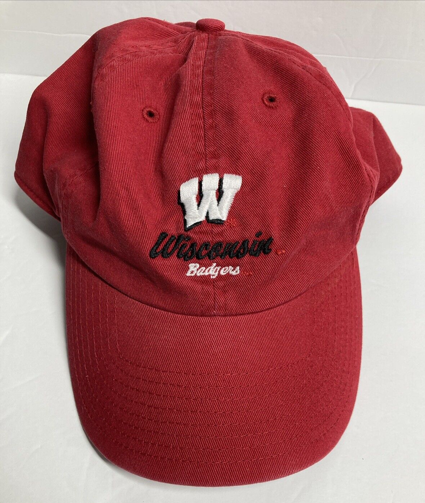 University of Wisconsin Badgers Cap Hat Red Adult Adjustable Football Basketball