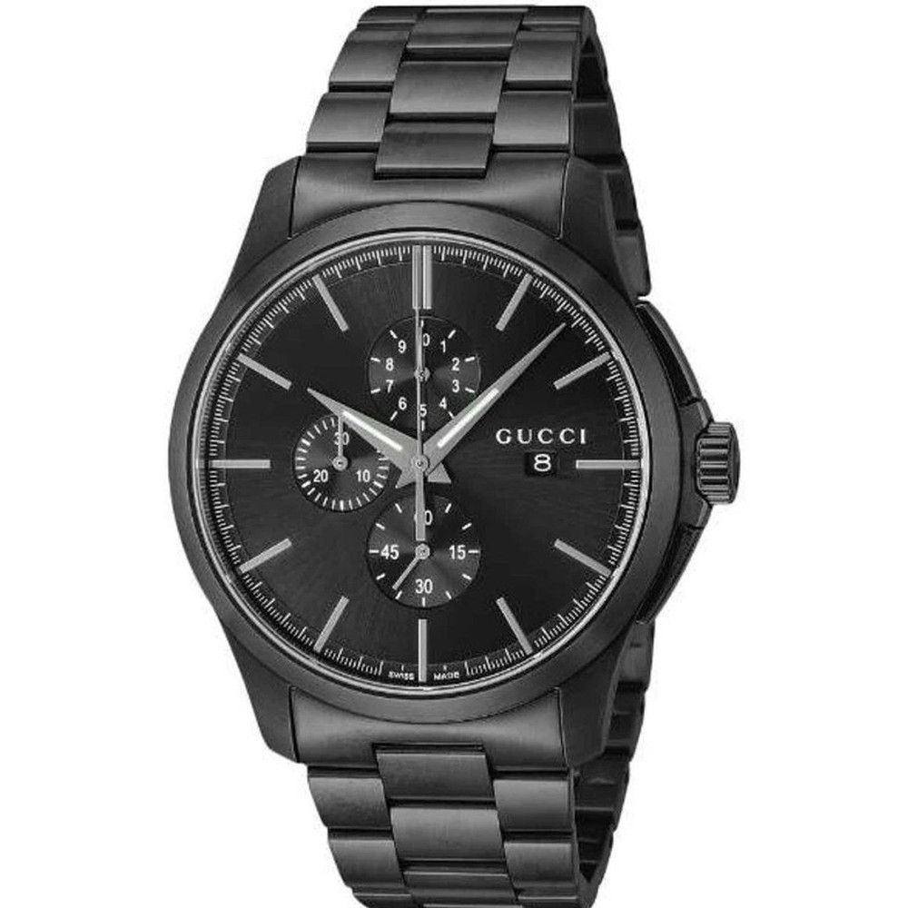 Gucci Quartz G Timeless Chrono Chronograph Black Dial Stainless YA126274
