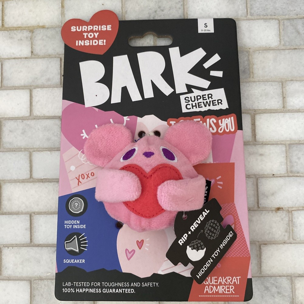 Bark Super Chewer Chews You Squeakrat Admirer Squeaker Dog Toy Small Valentine’s