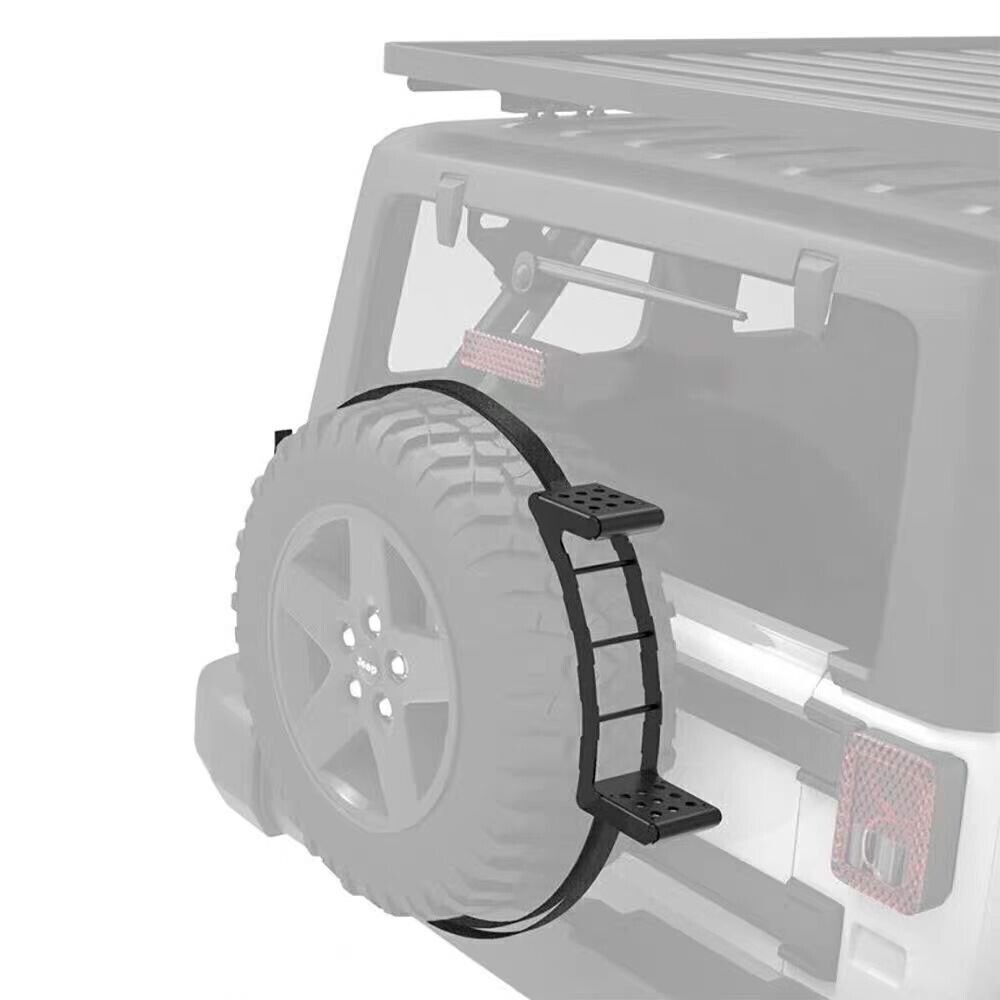 Universal Black SUV Rear Spare Tire Ladder Step Roof Rack
