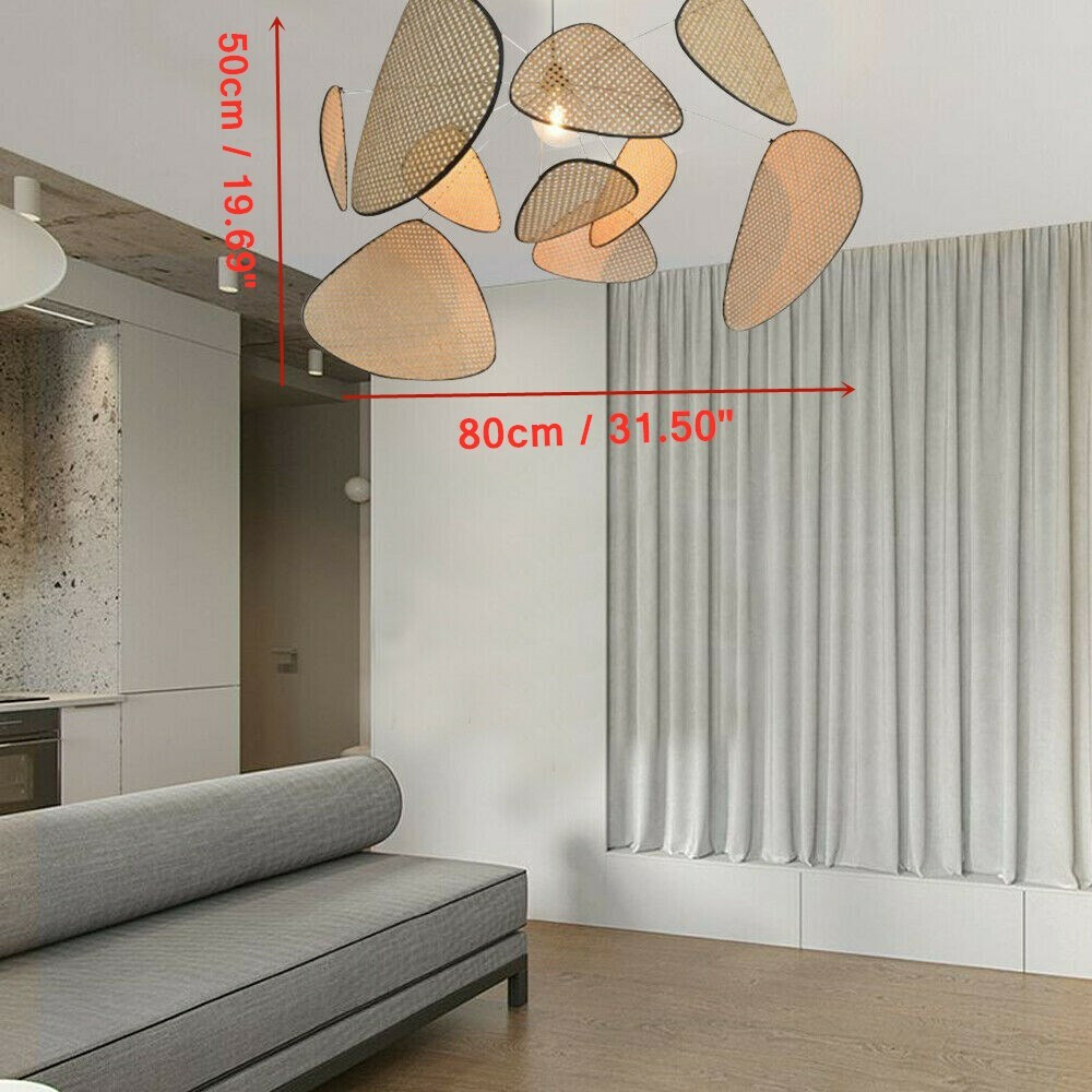 40W 110V Bamboo Wicker Rattan Branch Chandelier Parlor Asian Art Pendant Lamp US